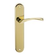 Poignée de porte modèle "130" en zamak avec plaque ovale, finition doré brillant