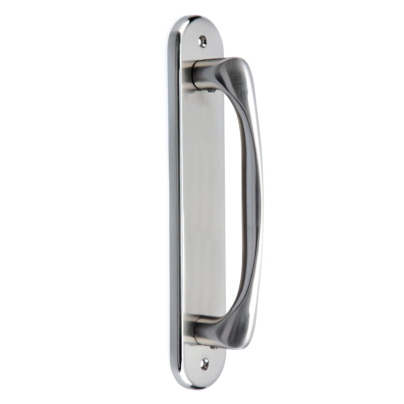 Poignée de tirage vague avec plaque ovale en zamak finition nickel satiné modèle 554