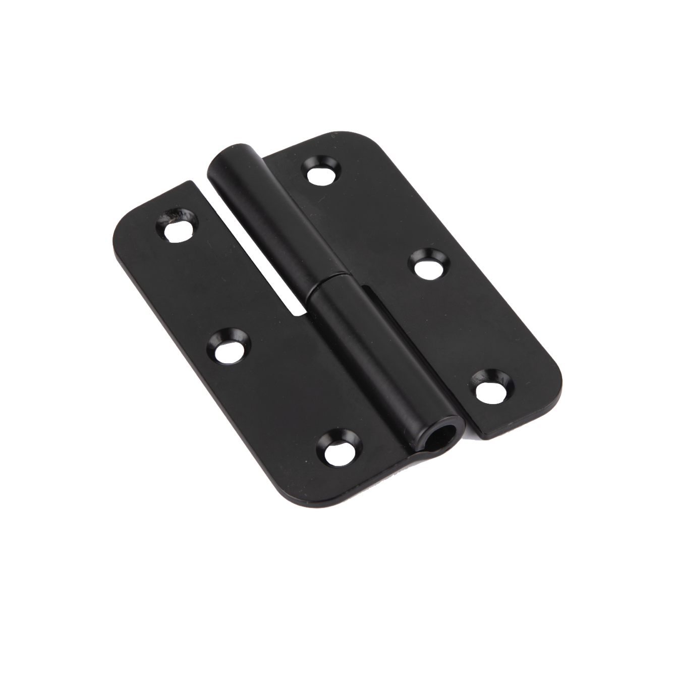 Charnière à paumelle en acier inoxydable finition noire à bouts ronds pour portes 90mm x 65mm