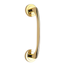 Poignée modèle 554 finition doré brillant avec rosace ronde en aluminium pour portes