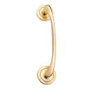 Poignée de porte en zamak avec rosace ronde finition or satiné modèle 556PS