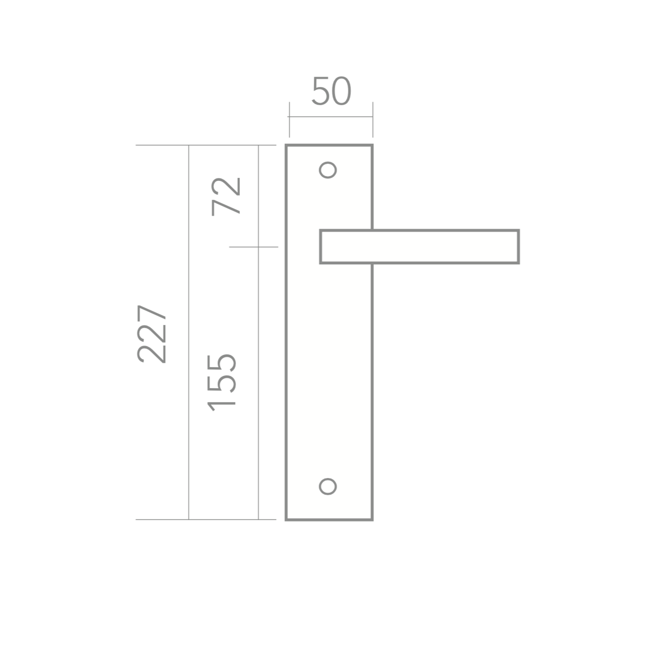 Poignée modèle '530' avec plaque rectangulaire noire mat en aluminium pour portes