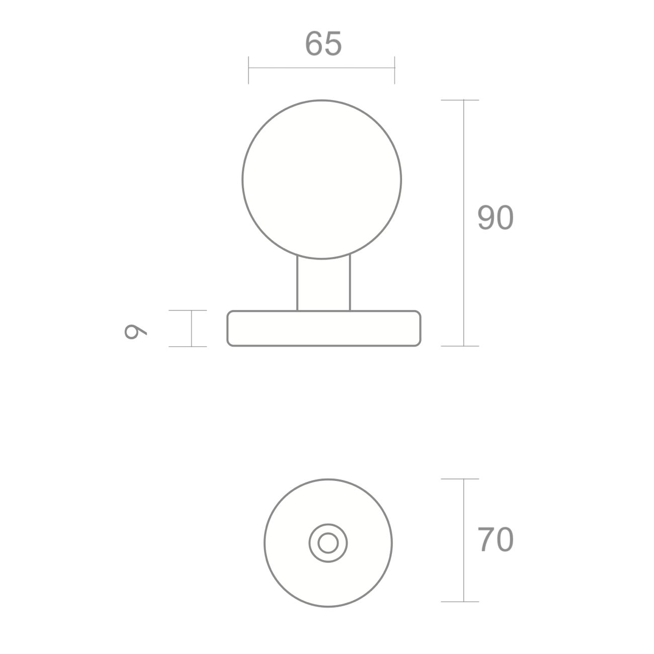 Bouton de porte rond en laiton finition or brillant pour portes d'entrée