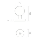 Bouton de porte rond en zamak finition noire pour portes d'entrée