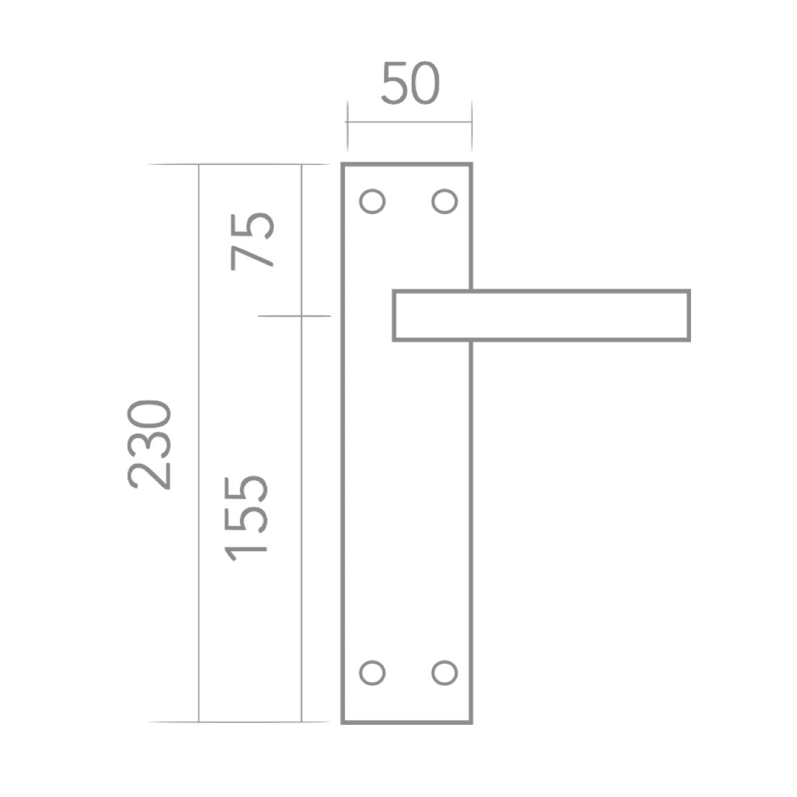 Poignée modèle 610 avec plaque rectangulaire en zamak finition nickel satiné pour portes