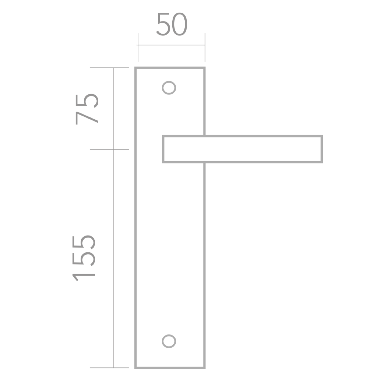 Poignée modèle « 220 » en zamak avec plaque rectangulaire finition noire pour portes