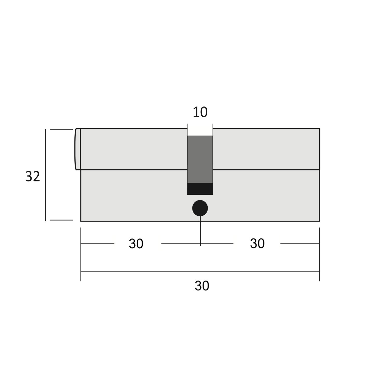 Cylindre 30x30 laitonné haute sécurité avec bouton pour portes