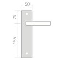 Medidas manilla con placa rectangular acabado bicolor para puertas modelo 740