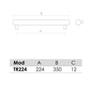 Medidas de Tirador de Acero Inoxidable para muebles y armarios de 224mm entre ejes
