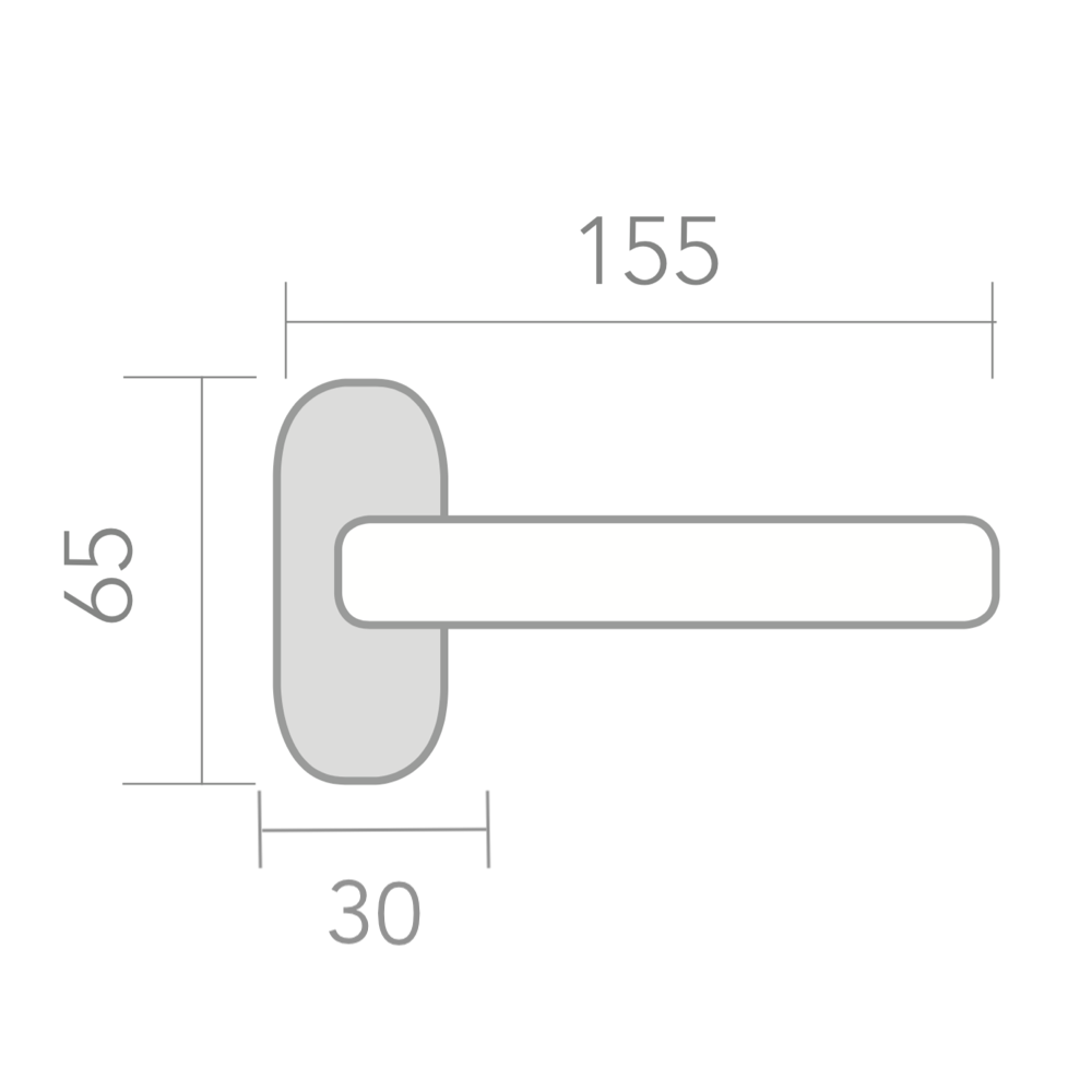 Poignée "503" avec rosace ovale en inox pour portes métalliques ou PVC