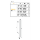 Béquille de tirage carrée 32x32mm, entraxe 600mm, hauteur 800mm, en inox noir sans rosace pour portes d'entrée
