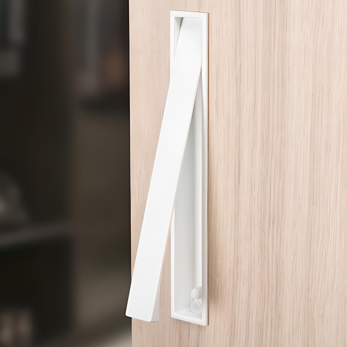 Poignée rectangulaire cuvette Clos blanche de 160 mm de hauteur pour portes coulissantes