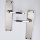 Béquille modèle '730' en zamak avec plaque rectangulaire en finition nickel combiné pour portes