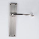 Poignée modèle « 340 » avec plaque rectangulaire pour portes, en zamak finition nickel satiné