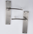Poignée modèle « 340 » avec plaque rectangulaire pour portes, en zamak finition nickel satiné