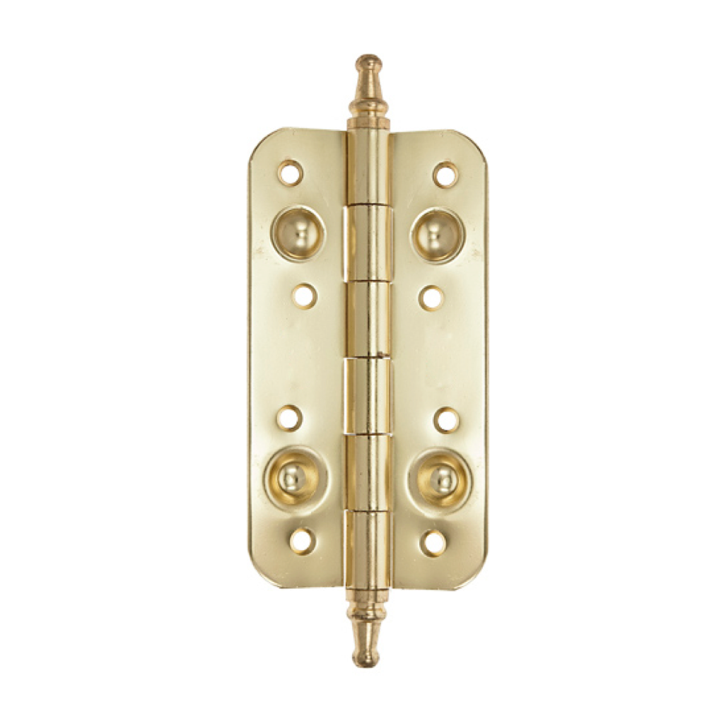 Charnière spéciale de sécurité à bout rond avec butée pour porte blindée finition laiton.
