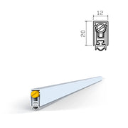 Joint de porte automatique à encastrer en aluminium et caoutchouc 12x20 mm et 920 mm pour portes en bois