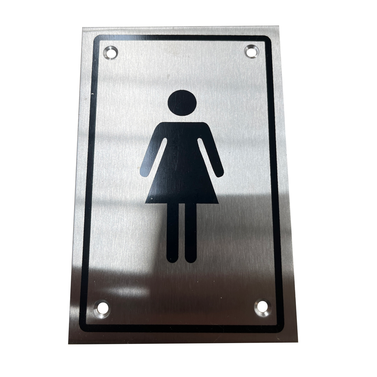 Plaque rectangulaire à visser pour toilettes femmes en acier inoxydable de 15x10cm