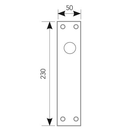 PLATINE rectangulaire pour montage de poignée, finition NICKEL satiné.