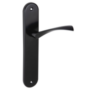 Poignée de porte modèle '130' en zamak avec plaque ovale, finition noir mat