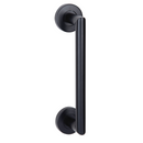 Béquille de porte modèle 504 en acier inoxydable finition noire avec rosace ronde