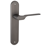 Poignée modèle '640' avec plaque ovale pour portes en zamak finition graphite avec poignée moderne