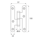Gond à lame ronde de 100 mm de haut avec embout finition or satiné pour porte