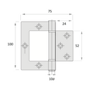 Charnière à clapet en acier inoxydable facile à installer de 100 mm x 75 mm
