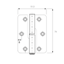 Charnière paumelle à bouts ronds en acier inoxydable de 76 x 51,5 de haut sans ornement