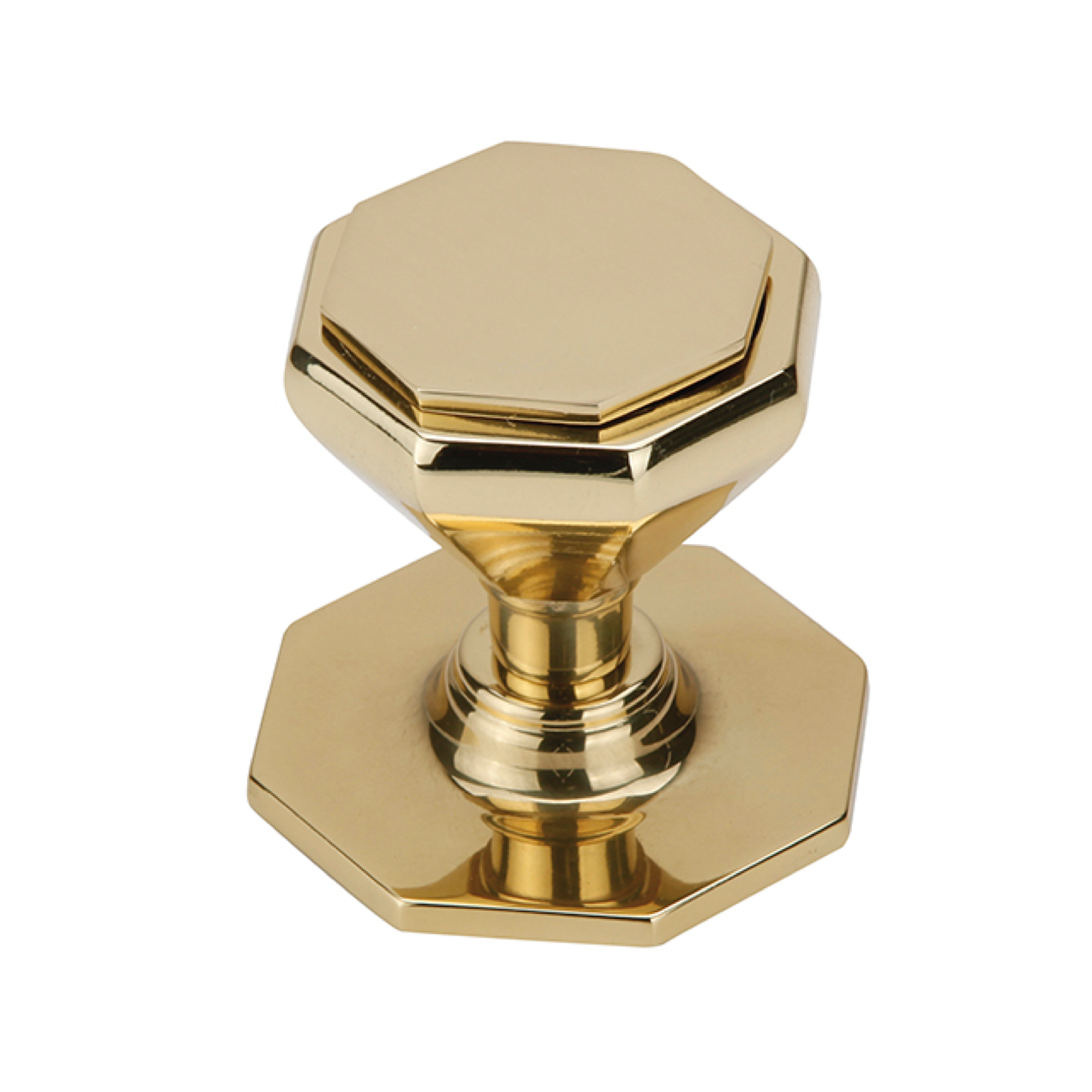 Bouton de porte octogonal en laiton finition doré brillant pour portes d'entrée