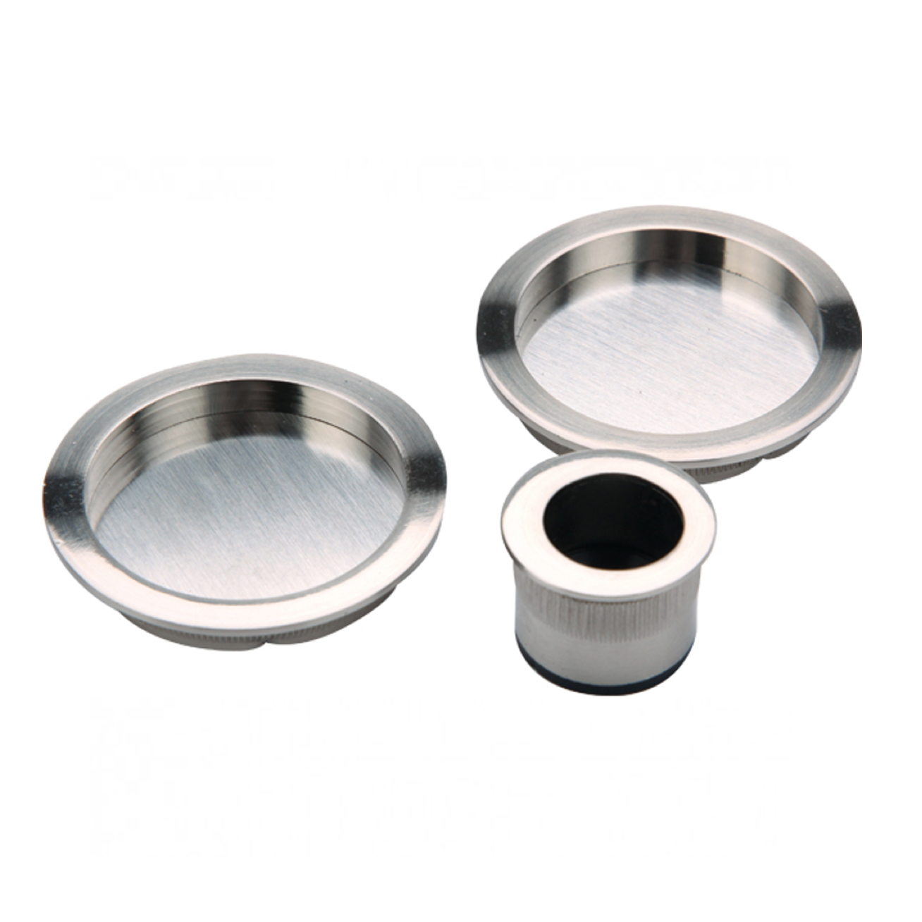 Kit poignée cuvette ronde finition nickel satiné pour portes coulissantes