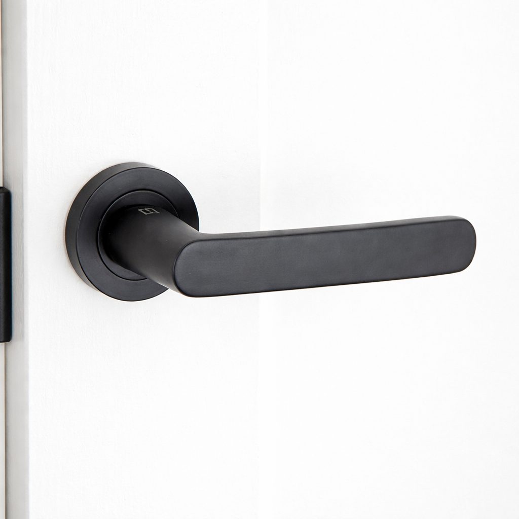 Poignée rosace ronde en aluminium R-210 noire