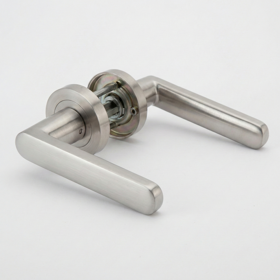 Béquille rosace ronde en aluminium R-210 nickel satiné