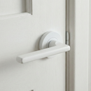 Poignée de porte aluminium sur rosace ronde, finition blanc