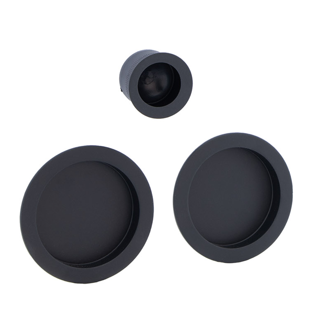 Poignée cuvette ronde noire pour porte coulissante