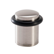 Butée de porte cylindrique nickelée avec amortisseur en caoutchouc et 20 mm de diamètre