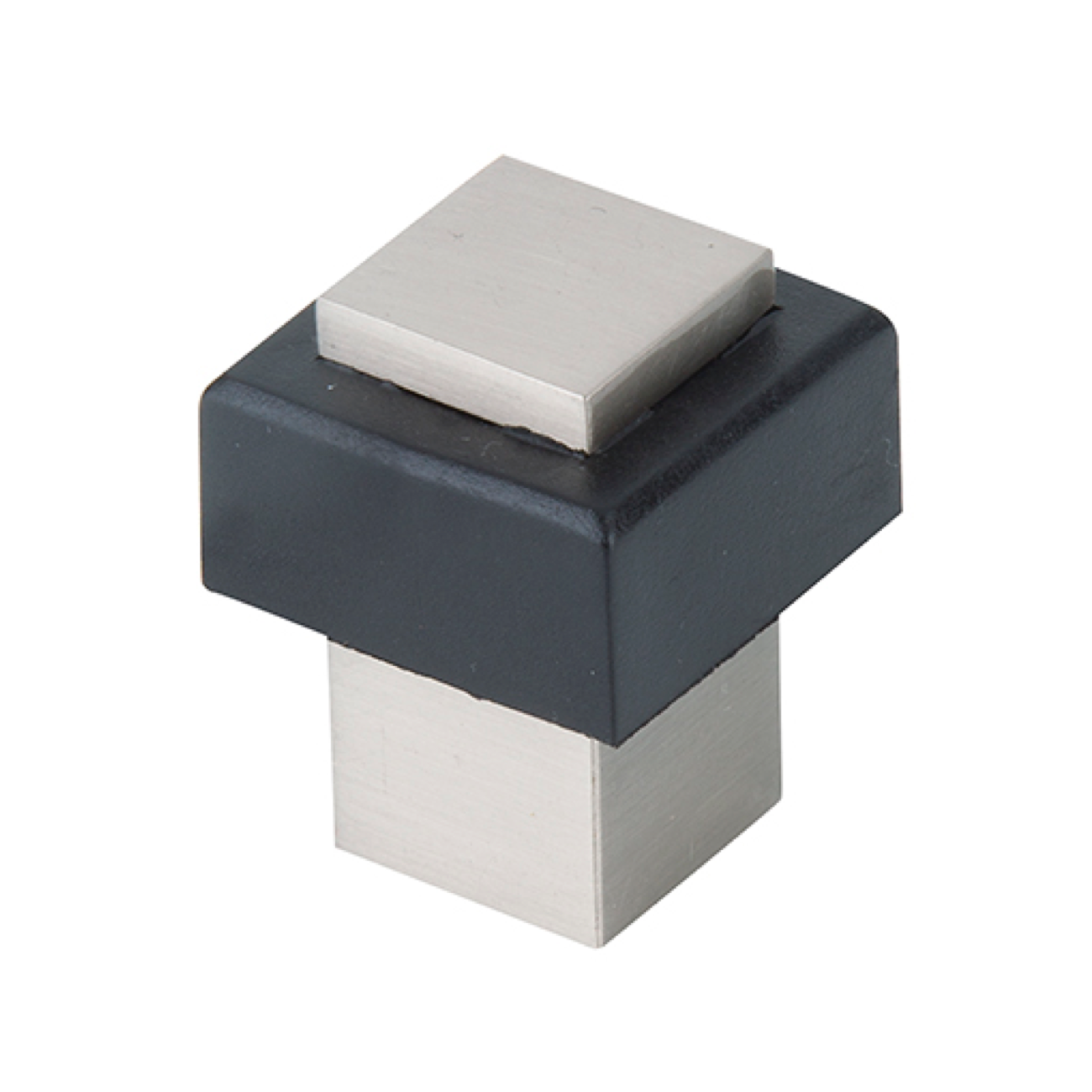 Butée de porte carrée de 17 mm de côté avec large caoutchouc pour portes