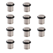 10 butées de porte cylindriques nickelées avec amortisseur en caoutchouc et 20 mm de diamètre