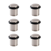 6 butoirs de porte cylindriques nickelés avec amortisseur en caoutchouc et un diamètre de 20 mm