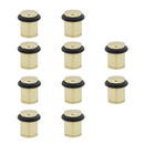 10 butées de porte cylindriques dorées avec amortisseur en caoutchouc et 20 mm de diamètre
