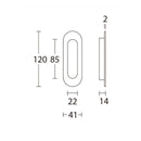 Tirette ovale 40x120 pour porte coulissante en acier inoxydable