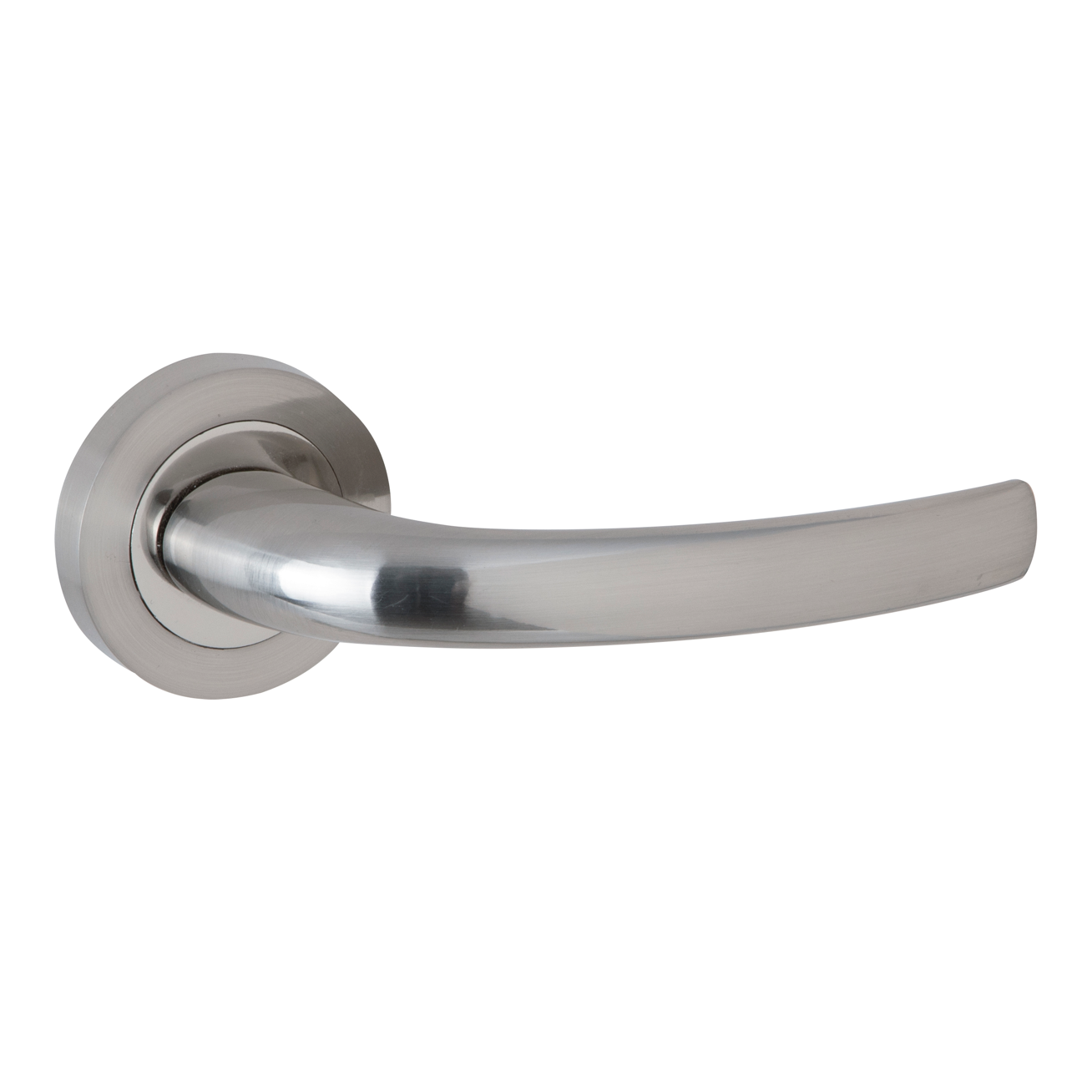Poignée de porte "110" en aluminium avec rosace ronde finition nickel satiné
