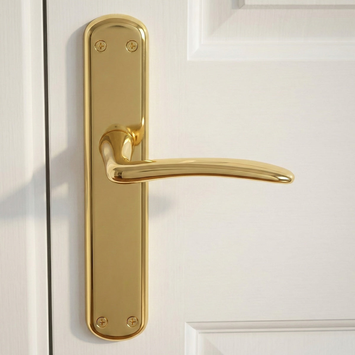 Poignée de porte modèle "6601" avec plaque ovale en zamak finition doré brillant