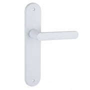 Poignée de porte avec plaque ovale en aluminium blanc 250x48 mm