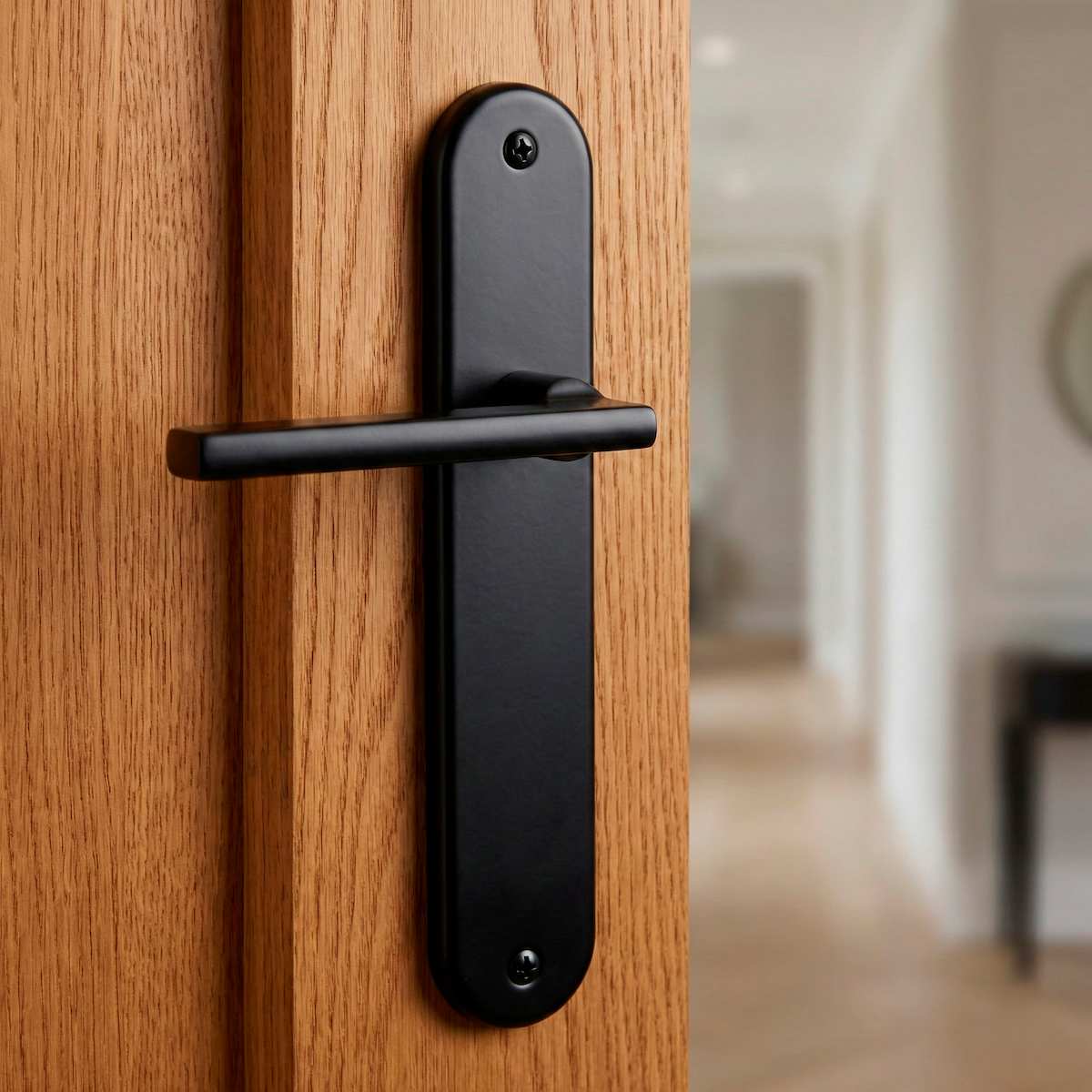 Poignée modèle « 530 » en aluminium avec plaque ovale finition noir mat pour portes