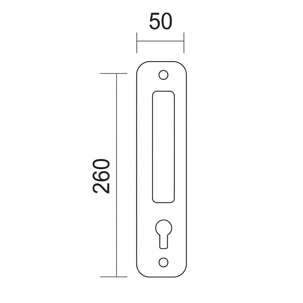 Béquille double sur plaque modèle 8004 en acier inoxydable finition noire avec trou de clé